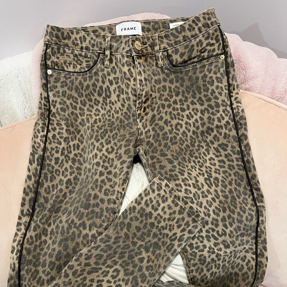 FRAME Leopard Skinny Jeans 28